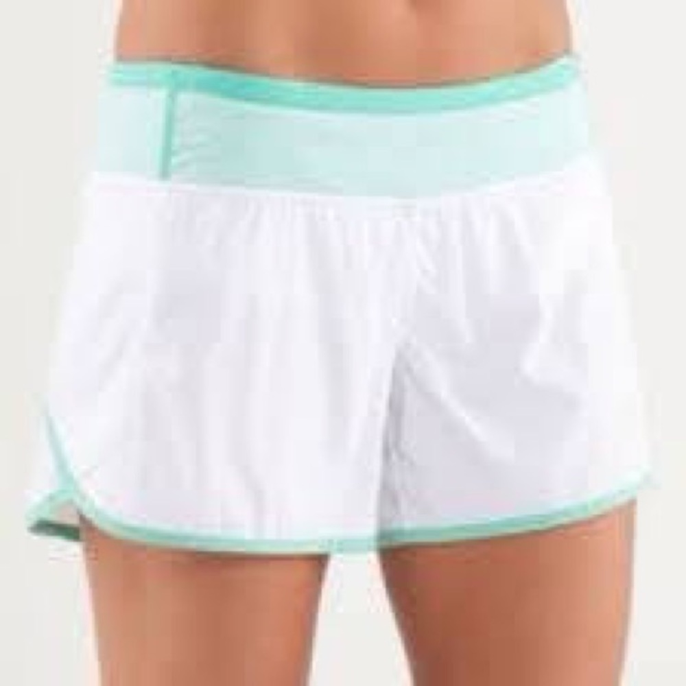 lululemon athletica White Athletic Shorts with Mint Trim